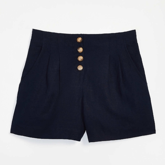 LOFT Pants - LOFT Botton Front Linen Blend Shorts